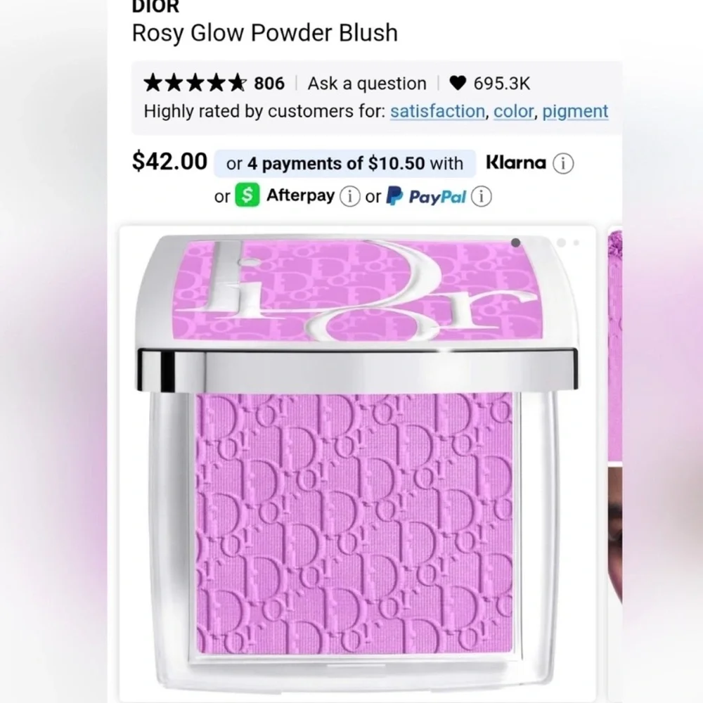 DIOR Rosy Glow Powder Blush 063 Pink Iac - a pearlescent lilac